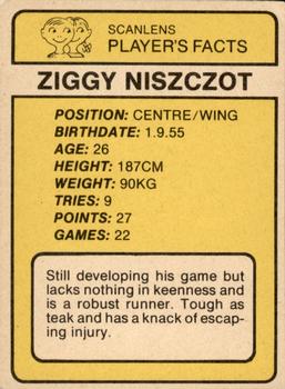 1981 Scanlens #54 Ziggy Niszczot Back